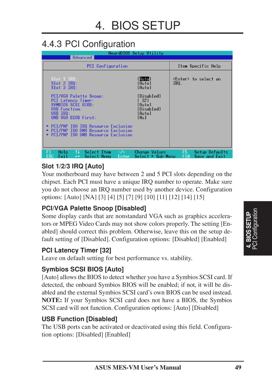 Asus MES-VM user manual PCI Configuration 