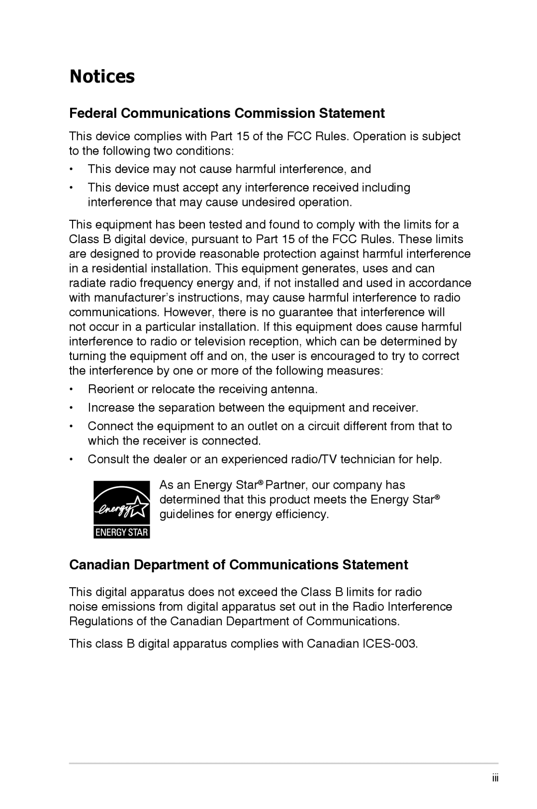 Asus ML229H manual Federal Communications Commission Statement 