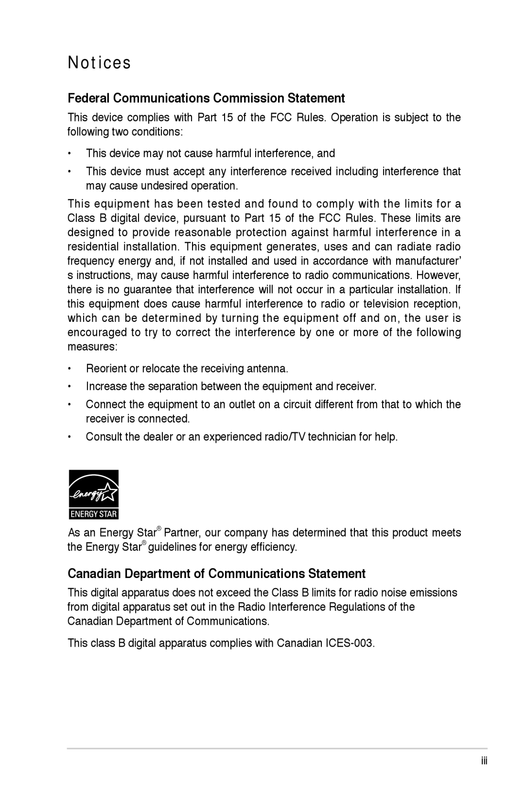 Asus MS226H, MS227N manual Federal Communications Commission Statement 