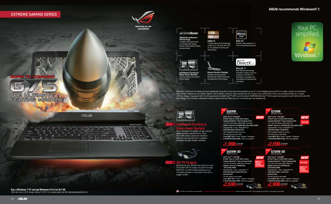 Asus N55SLDS71 manual Extreme Gaming Series 