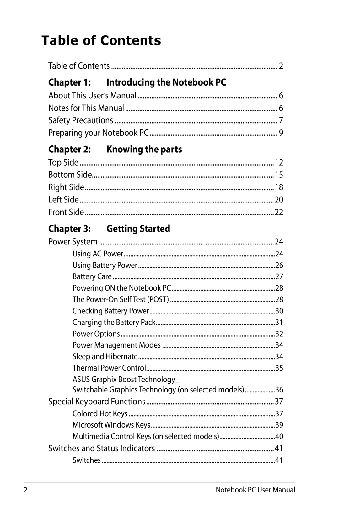 Asus N61JQ-A1 user manual Table of Contents 