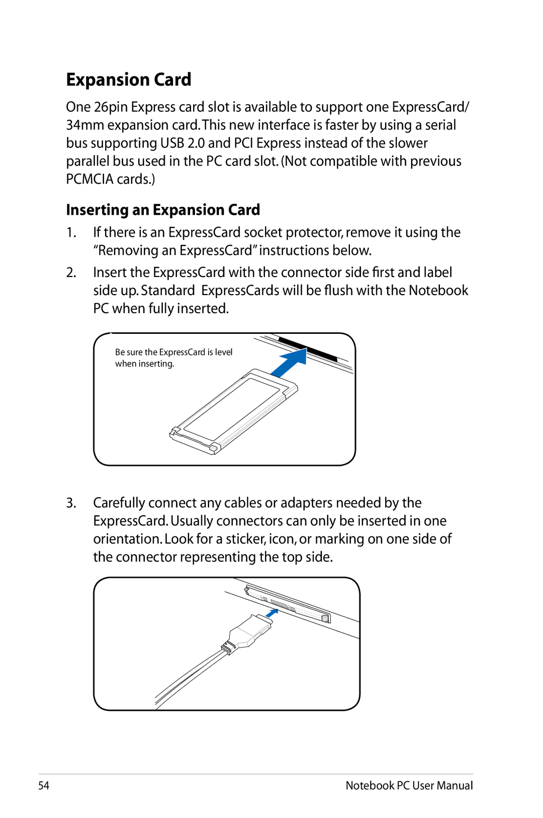 Asus N61JQ-A1 user manual Inserting an Expansion Card 