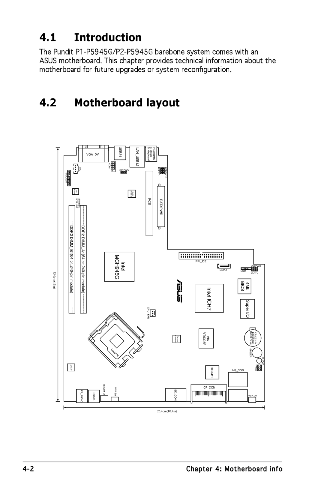 Asus P1P5945GCBLK manual Introduction, Motherboard layout 