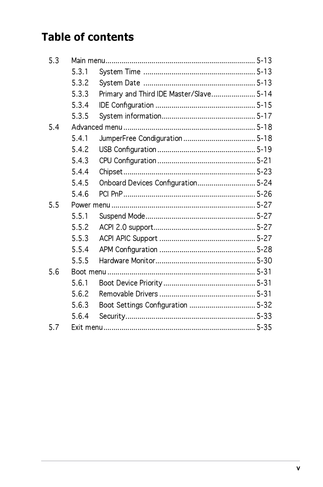 Asus P1P5945GCBLK manual USB Configuration CPU Configuration Chipset 