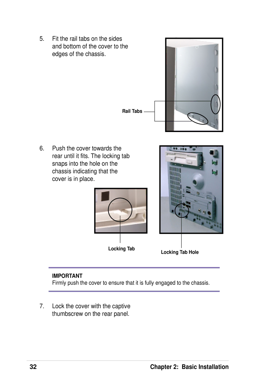 Asus P4 533 manual Rail Tabs 