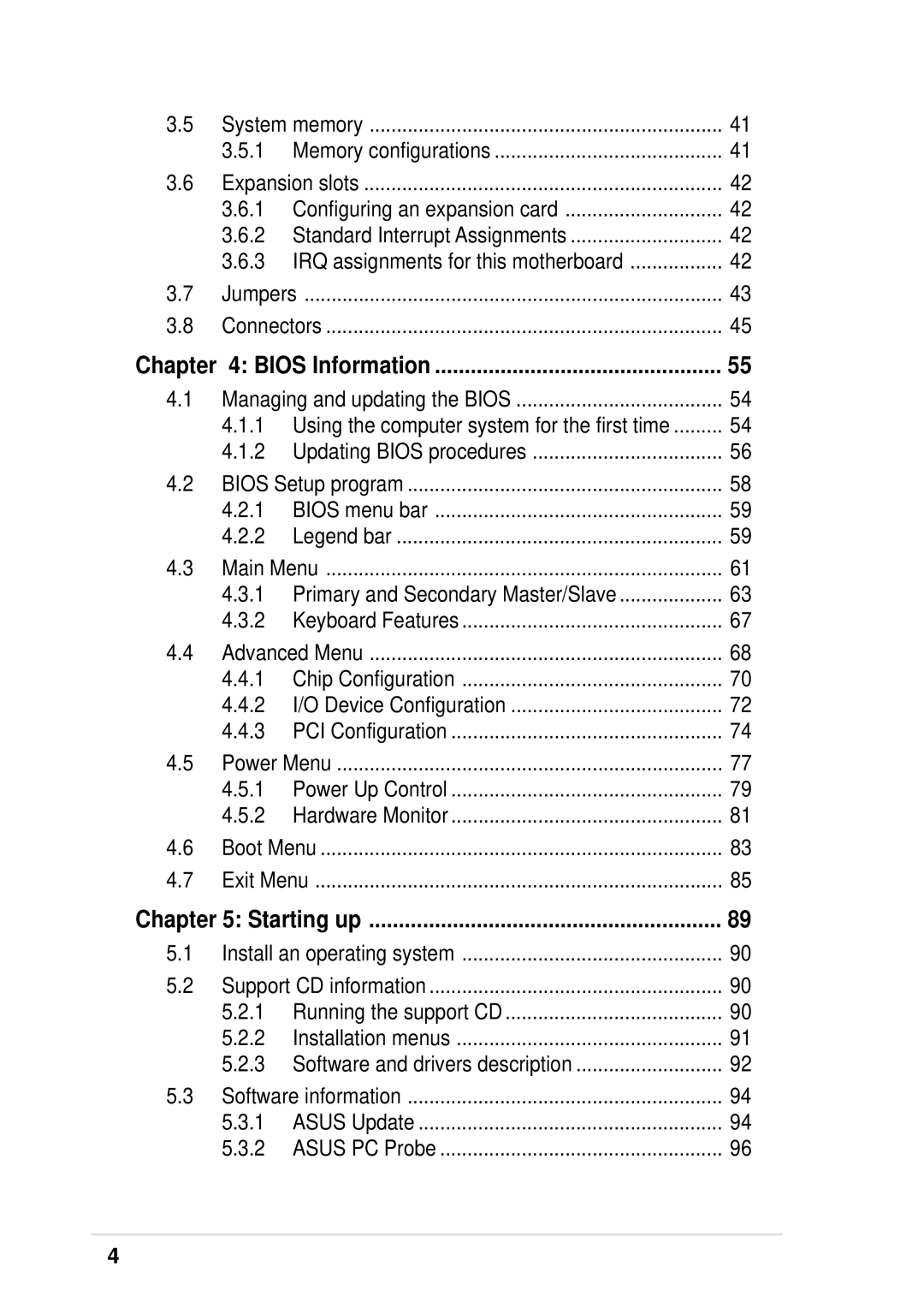 Asus P4 533 manual Bios Information, Starting up 