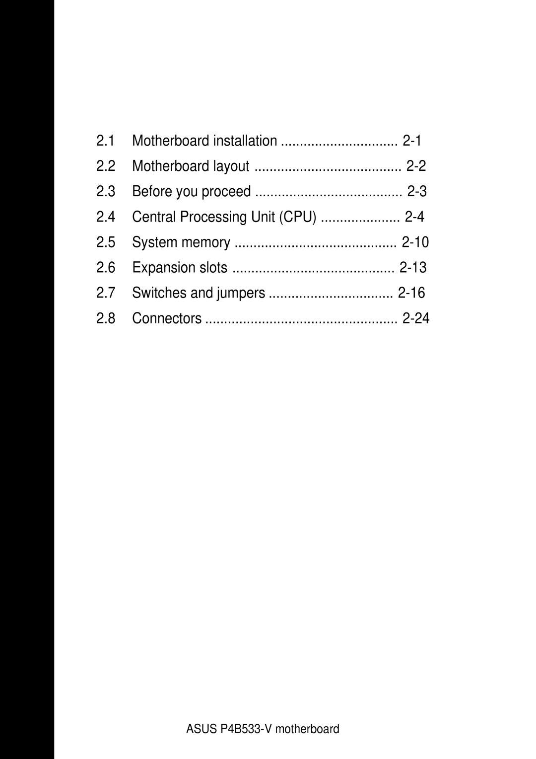 Asus P4B533-V manual Chapter summary 