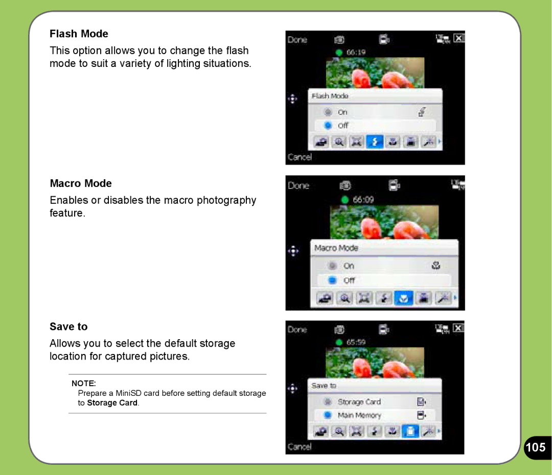 Asus P525 user manual 105, Flash Mode 