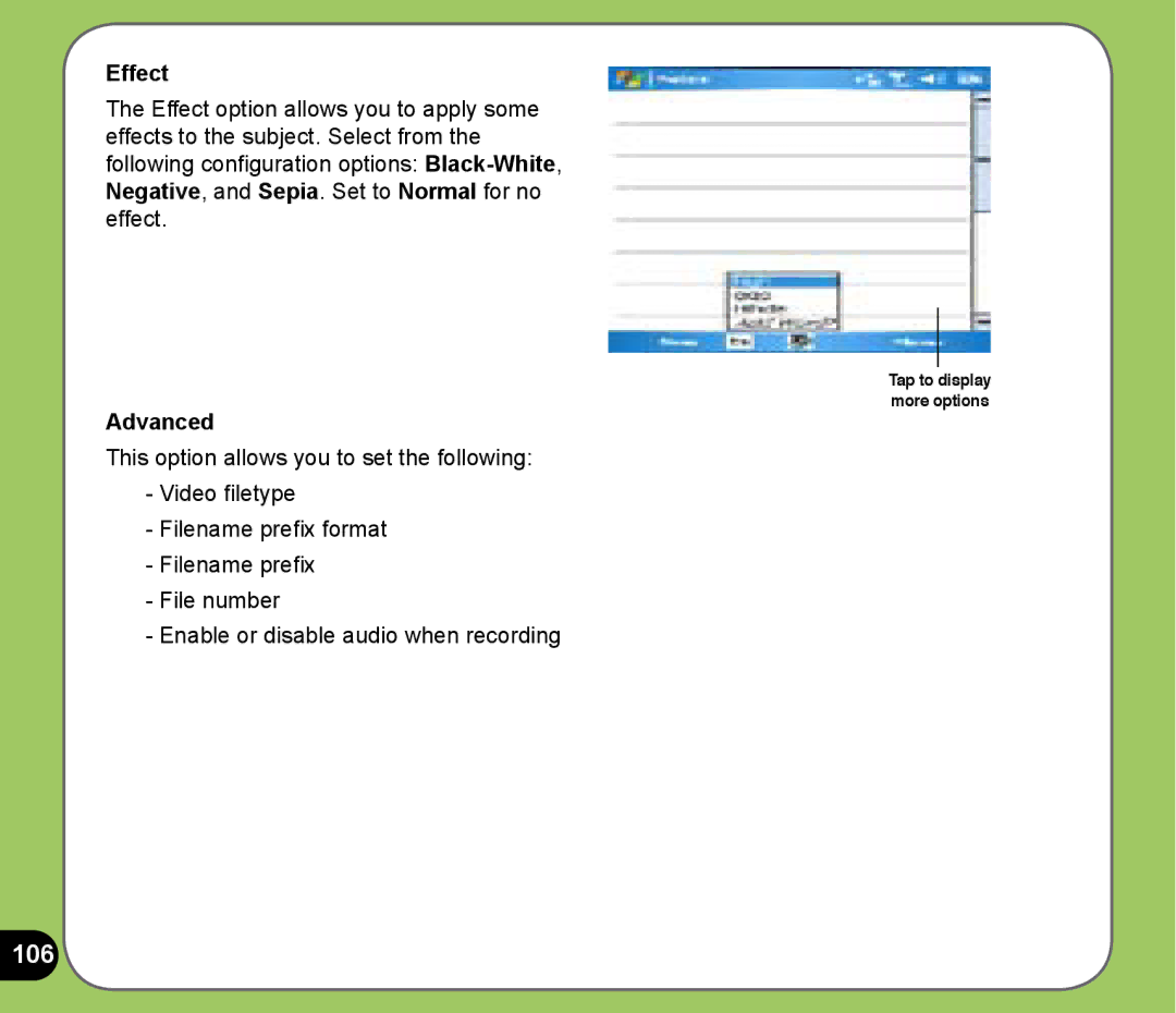 Asus P525 user manual 106, Effect 