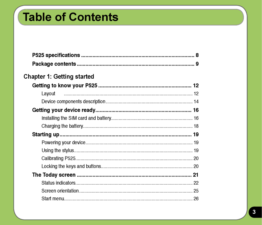 Asus P525 user manual Table of Contents 