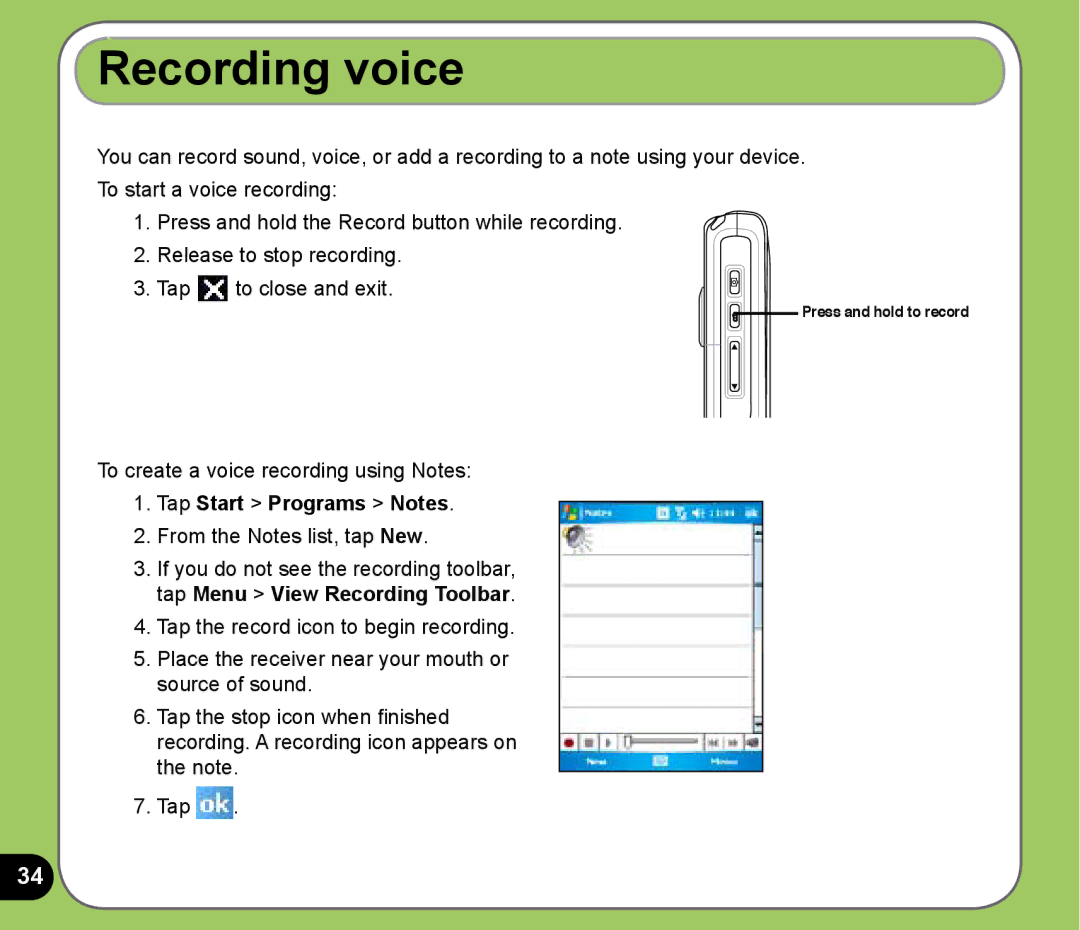 Asus P525 user manual Recording voice 