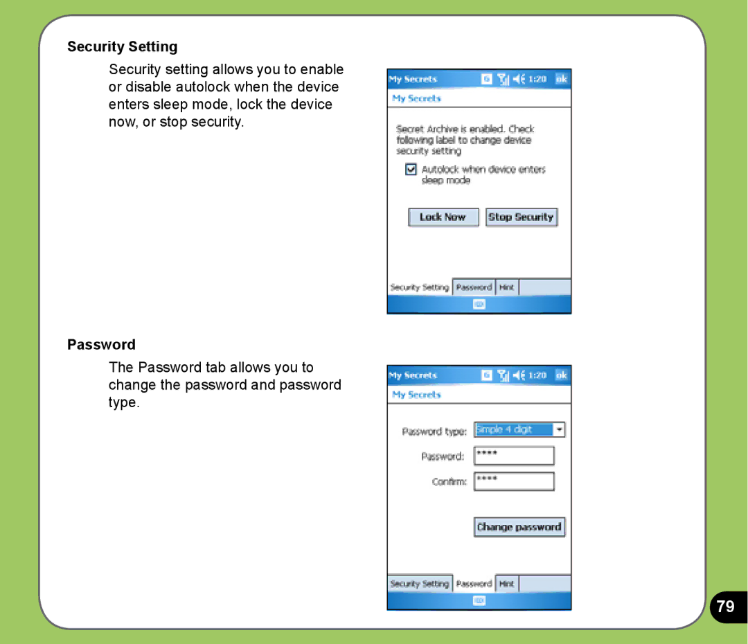 Asus P525 user manual Security Setting 