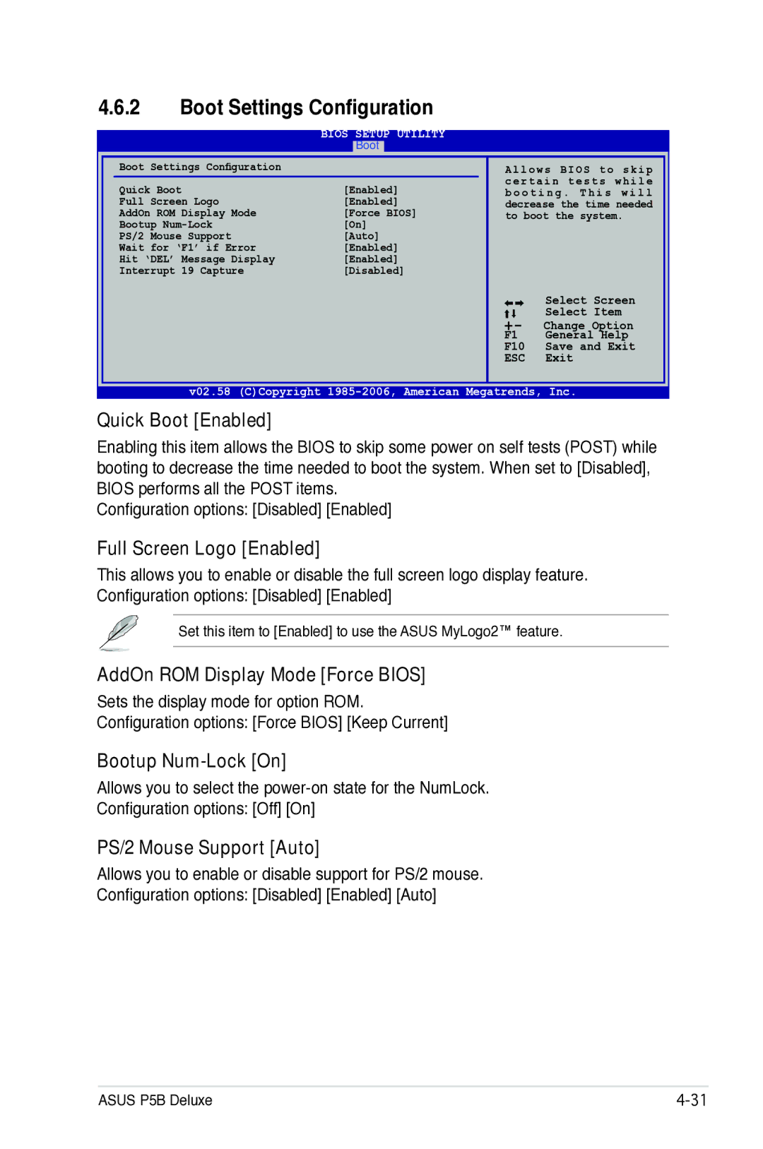 Asus P5B manual Boot Settings Configuration 