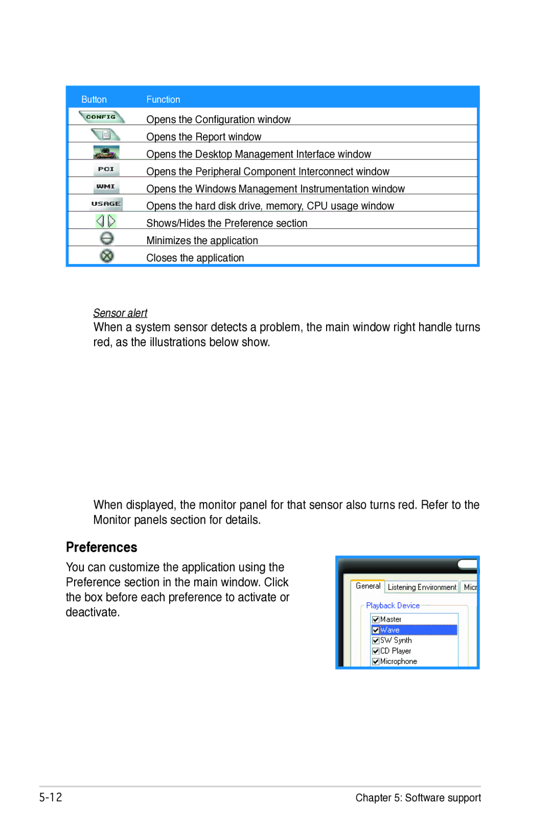 Asus P5B manual Preferences 