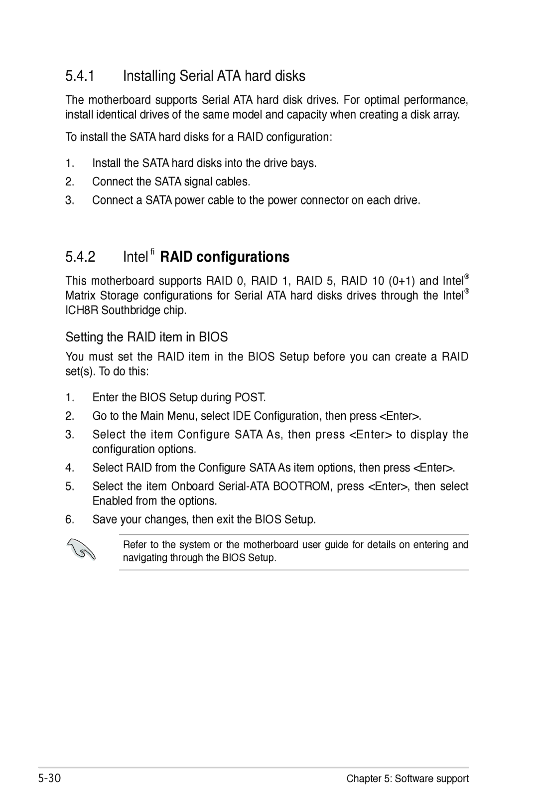 Asus P5B manual Installing Serial ATA hard disks, Intel RAID configurations 