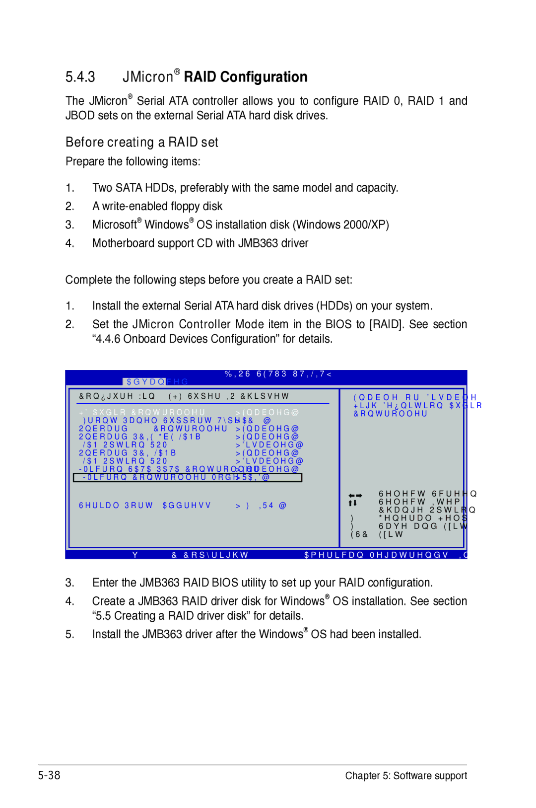 Asus P5B manual JMicron RAID Configuration, Before creating a RAID set 