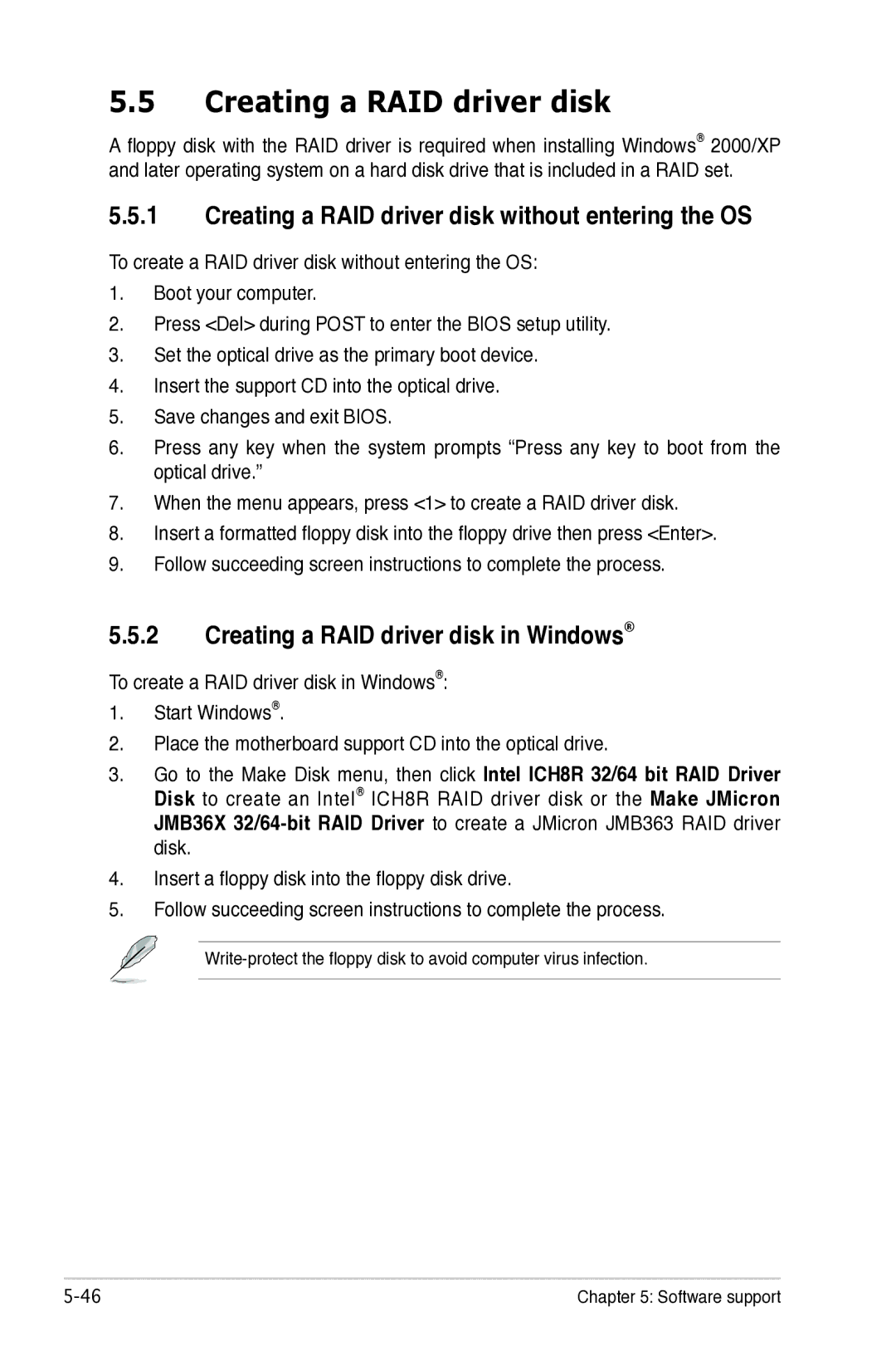 Asus P5B manual Creating a RAID driver disk without entering the OS, Creating a RAID driver disk in Windows 