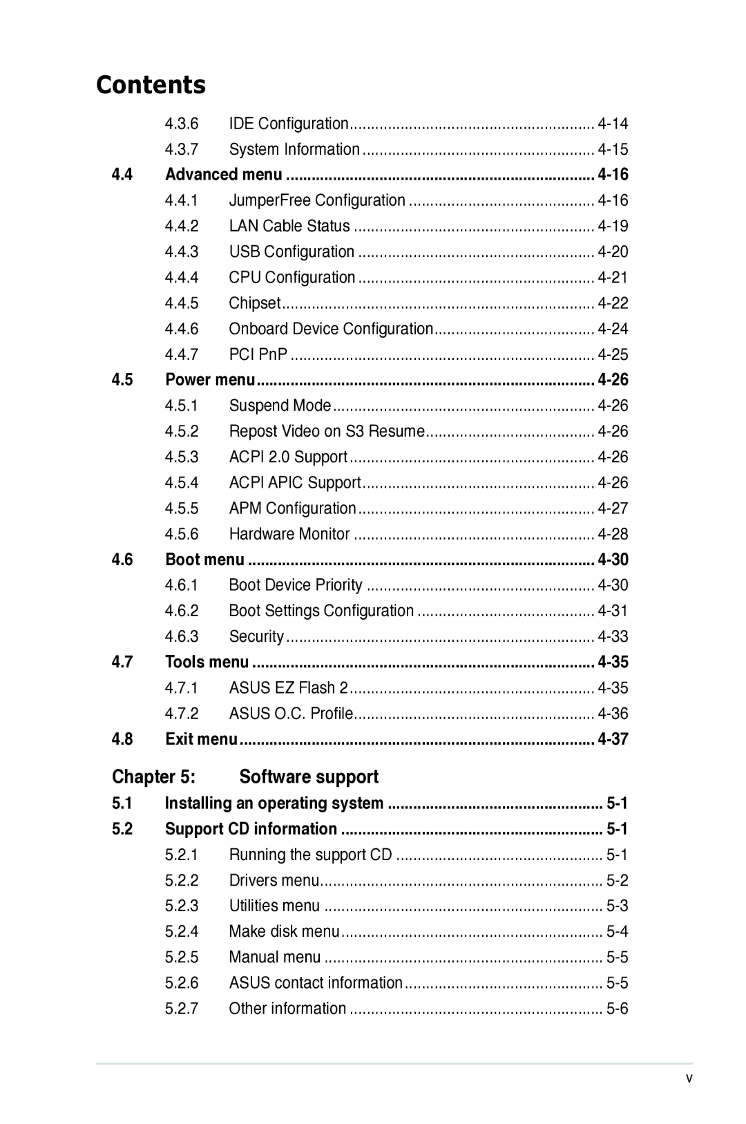 Asus P5B manual Chapter Software support 