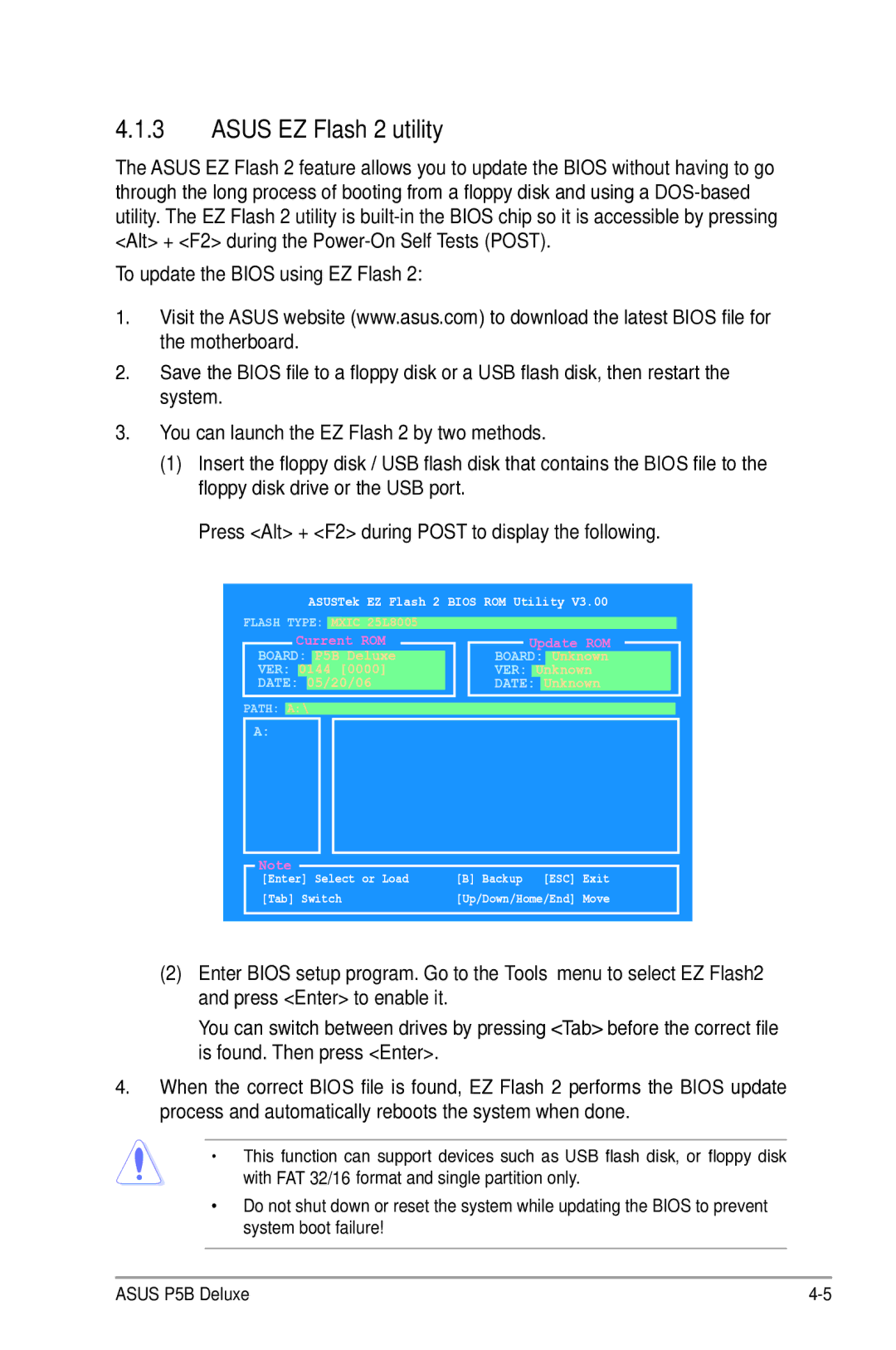 Asus P5B manual Asus EZ Flash 2 utility, ASUSTek EZ Flash 2 Bios ROM Utility 