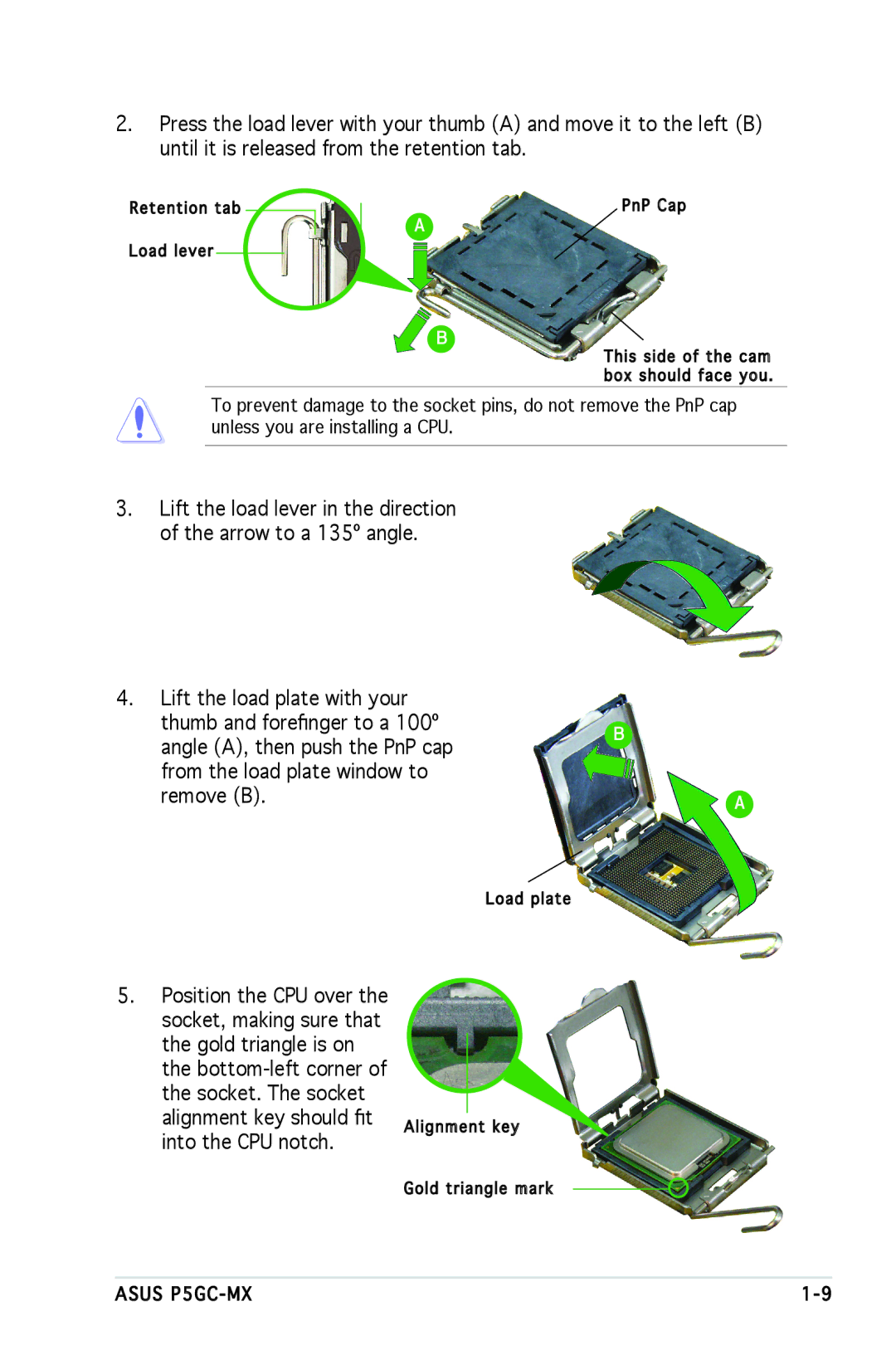 Asus P5GC-MX manual Load plate 