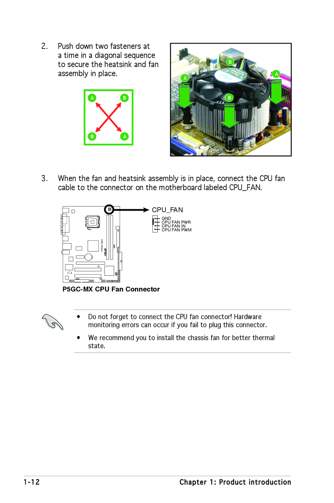 Asus manual P5GC-MX CPU Fan Connector 