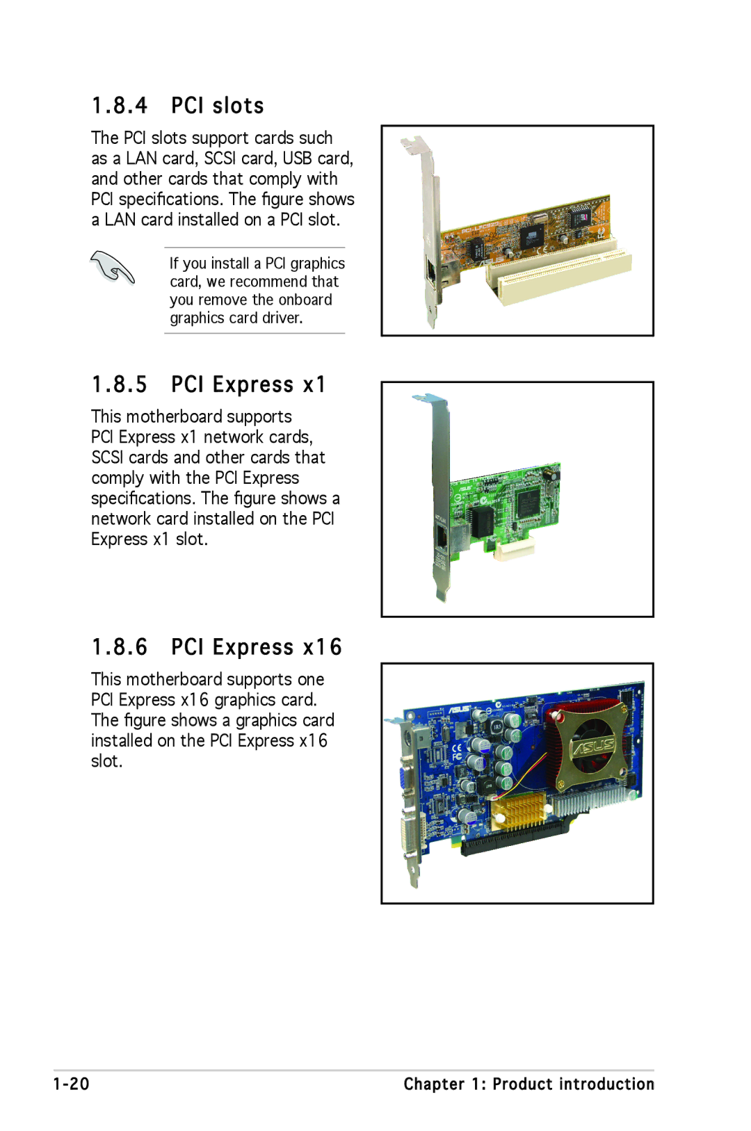 Asus P5GC-MX manual PCI slots, PCI Express 