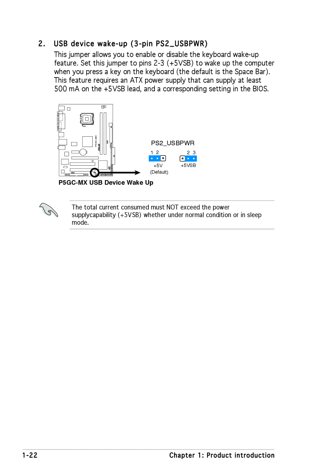 Asus manual P5GC-MX USB Device Wake Up, +5VSB 