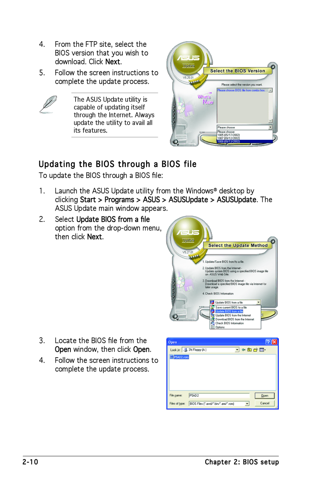 Asus P5GC-MX manual Updating the Bios through a Bios file 