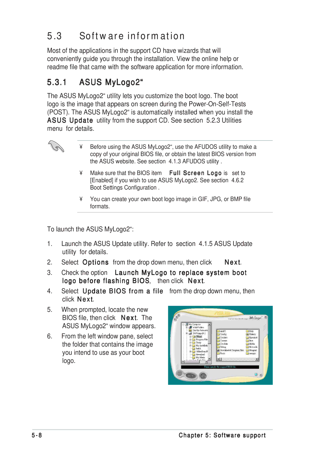 Asus P5GD2 manual Software information, Asus MyLogo2ª 