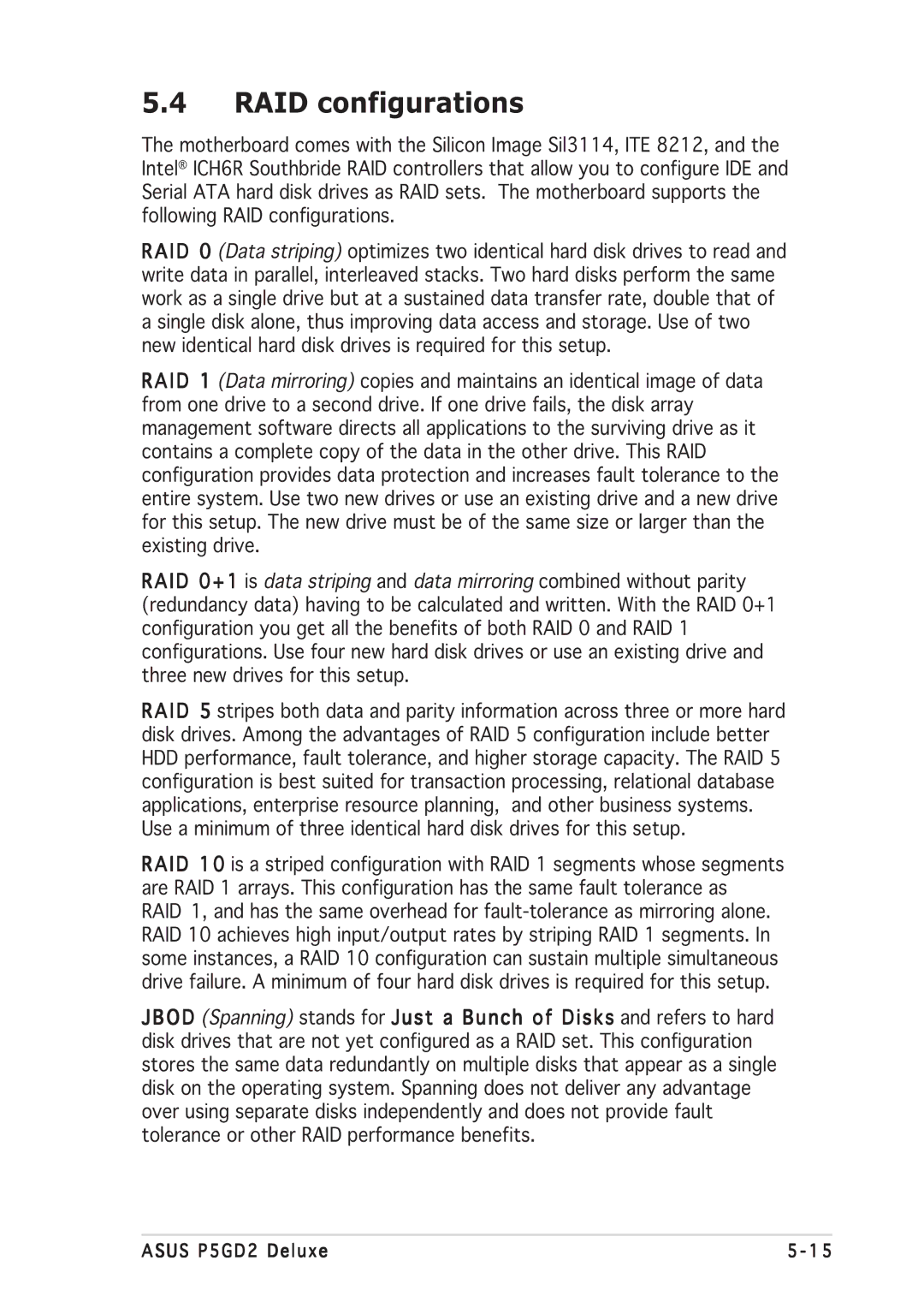 Asus P5GD2 manual RAID configurations 