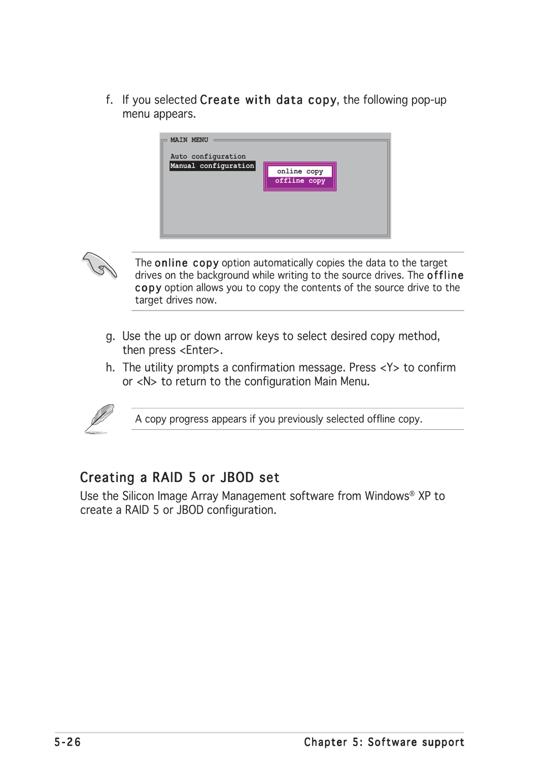 Asus P5GD2 manual Creating a RAID 5 or Jbod set 