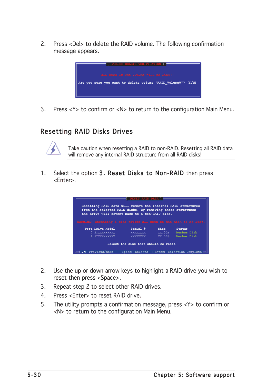 Asus P5GD2 manual Resetting RAID Disks Drives, Reset RAID Data 