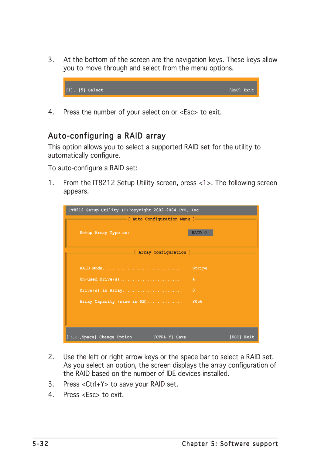 Asus P5GD2 manual Auto-configuring a RAID array, Setup Array Type as 