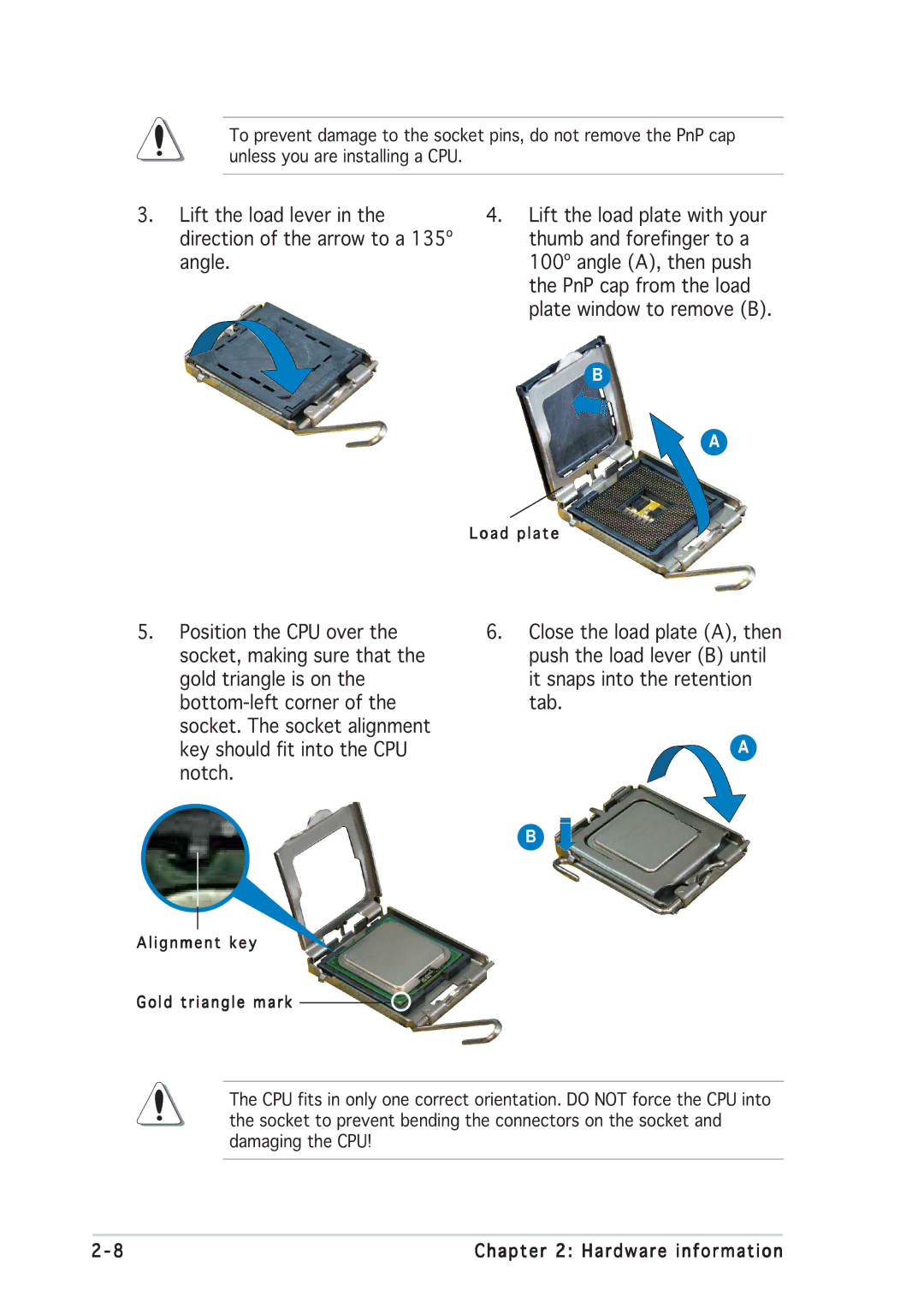 Asus P5GD2 manual Load plate 