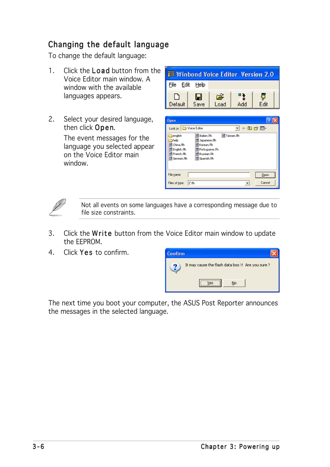 Asus P5GD2 manual Changing the default language 