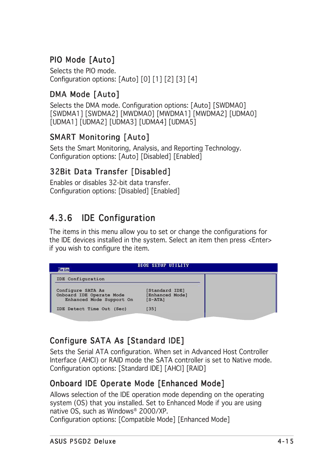 Asus P5GD2 manual IDE Configuration 