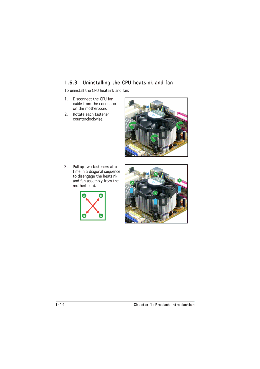 Asus P5GL-MX manual Uninstalling the CPU heatsink and fan 