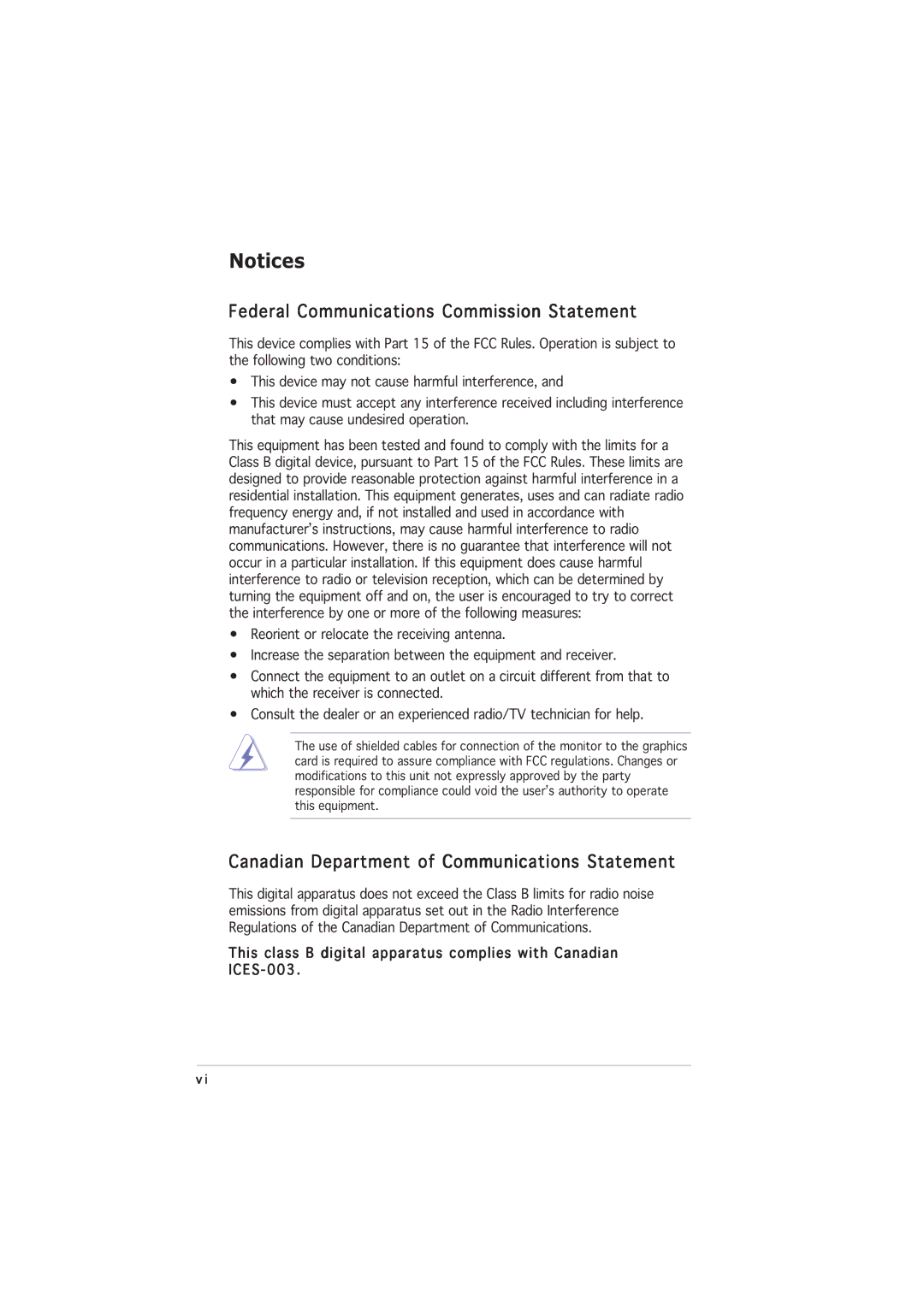 Asus P5GL-MX manual Federal Communications Commission Statement, Canadian Department of Communications Statement 