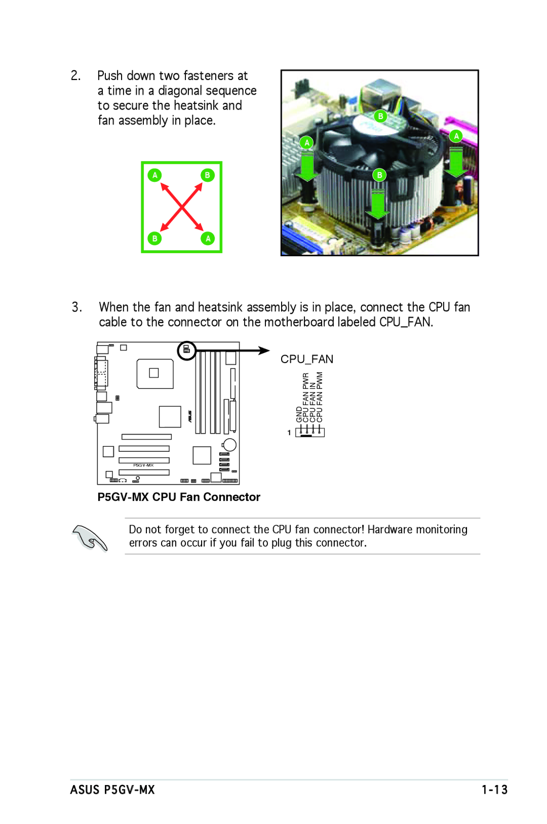 Asus manual P5GV-MX CPU Fan Connector 