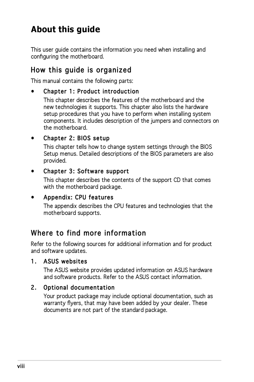 Asus P5GV-MX manual About this guide, How this guide is organized, Where to find more information 