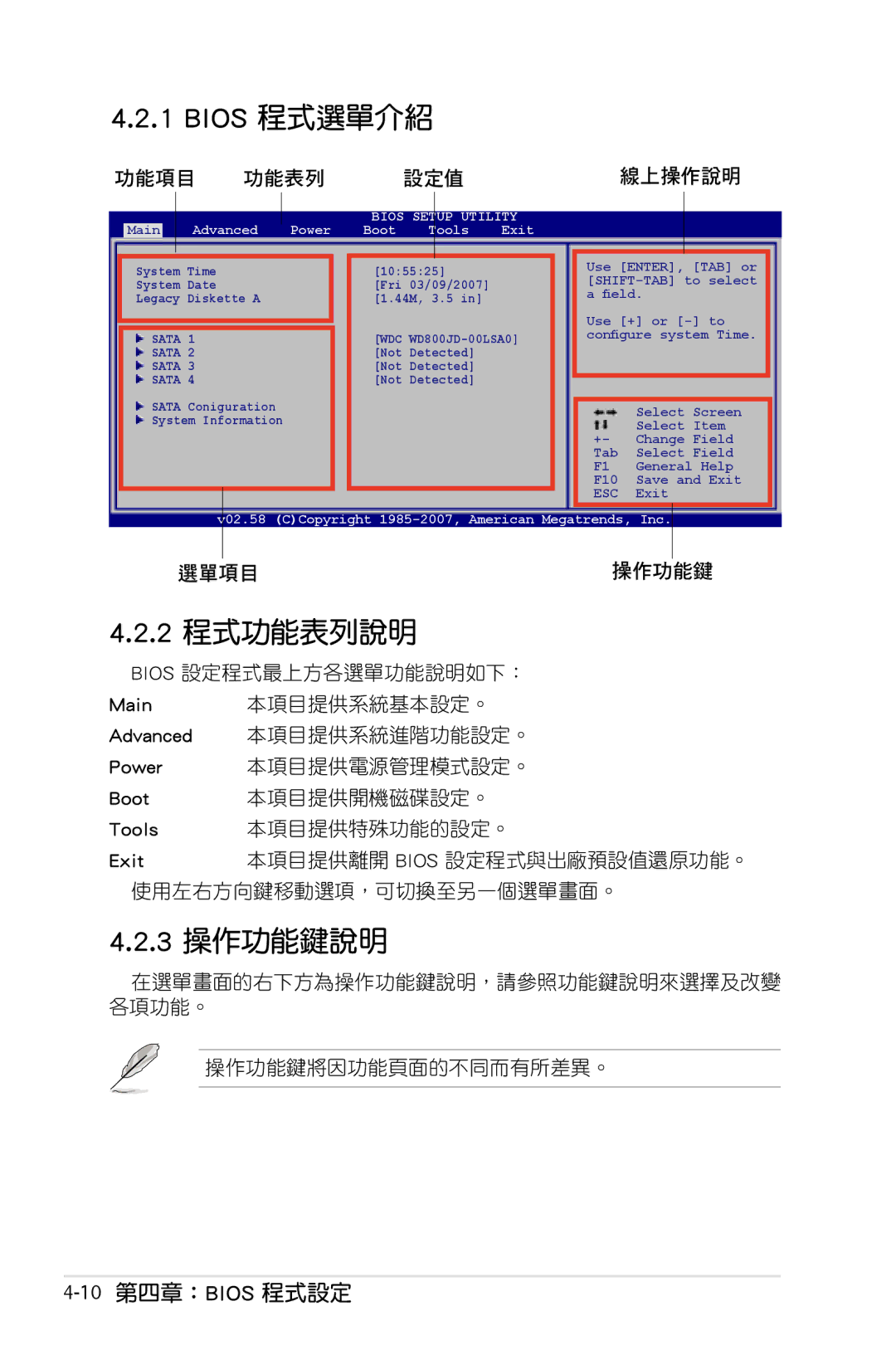 Asus P5KC manual 10第四章：BIOS 程式設定 