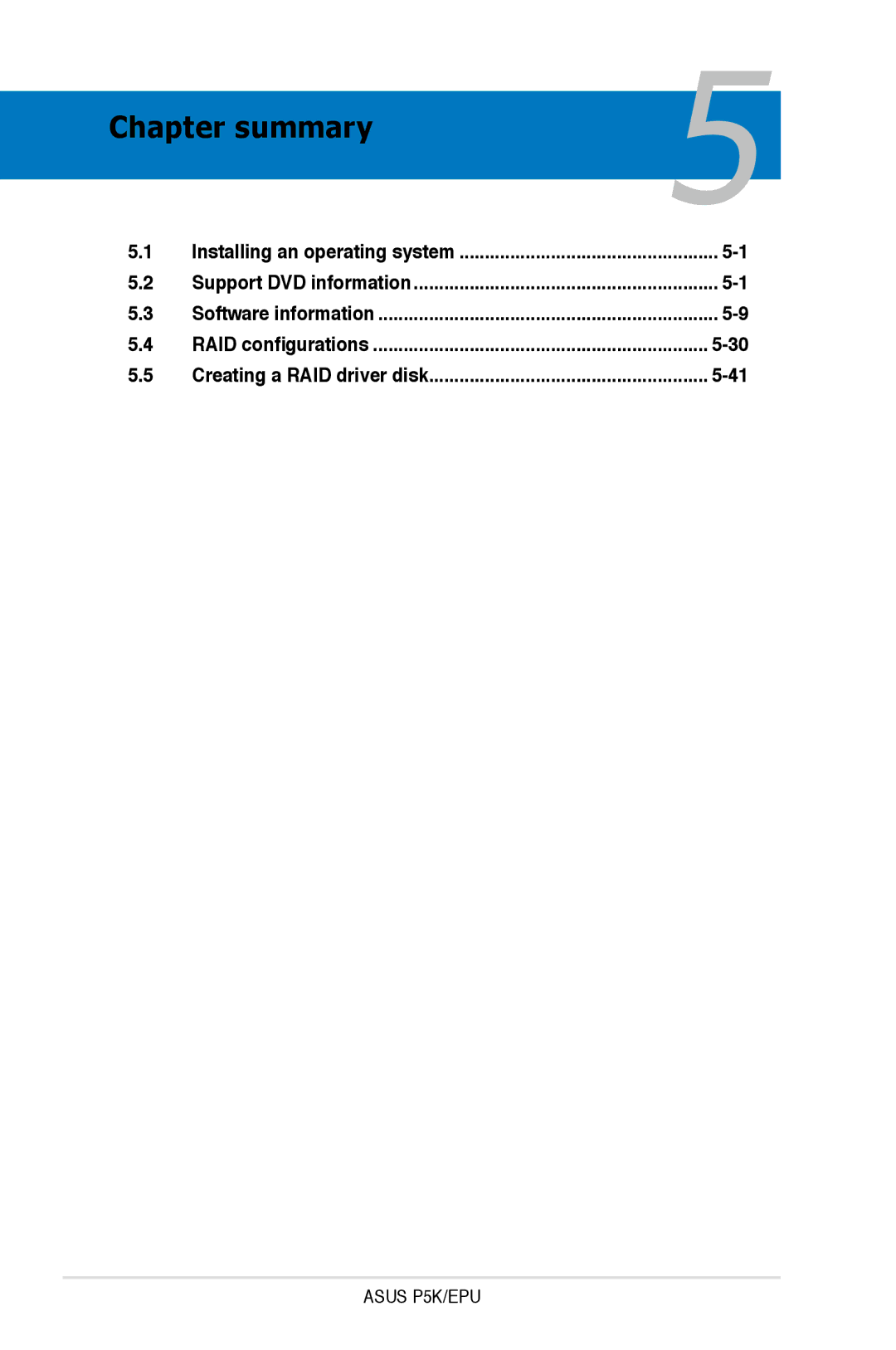 Asus P5K/EPU manual Installing an operating system 