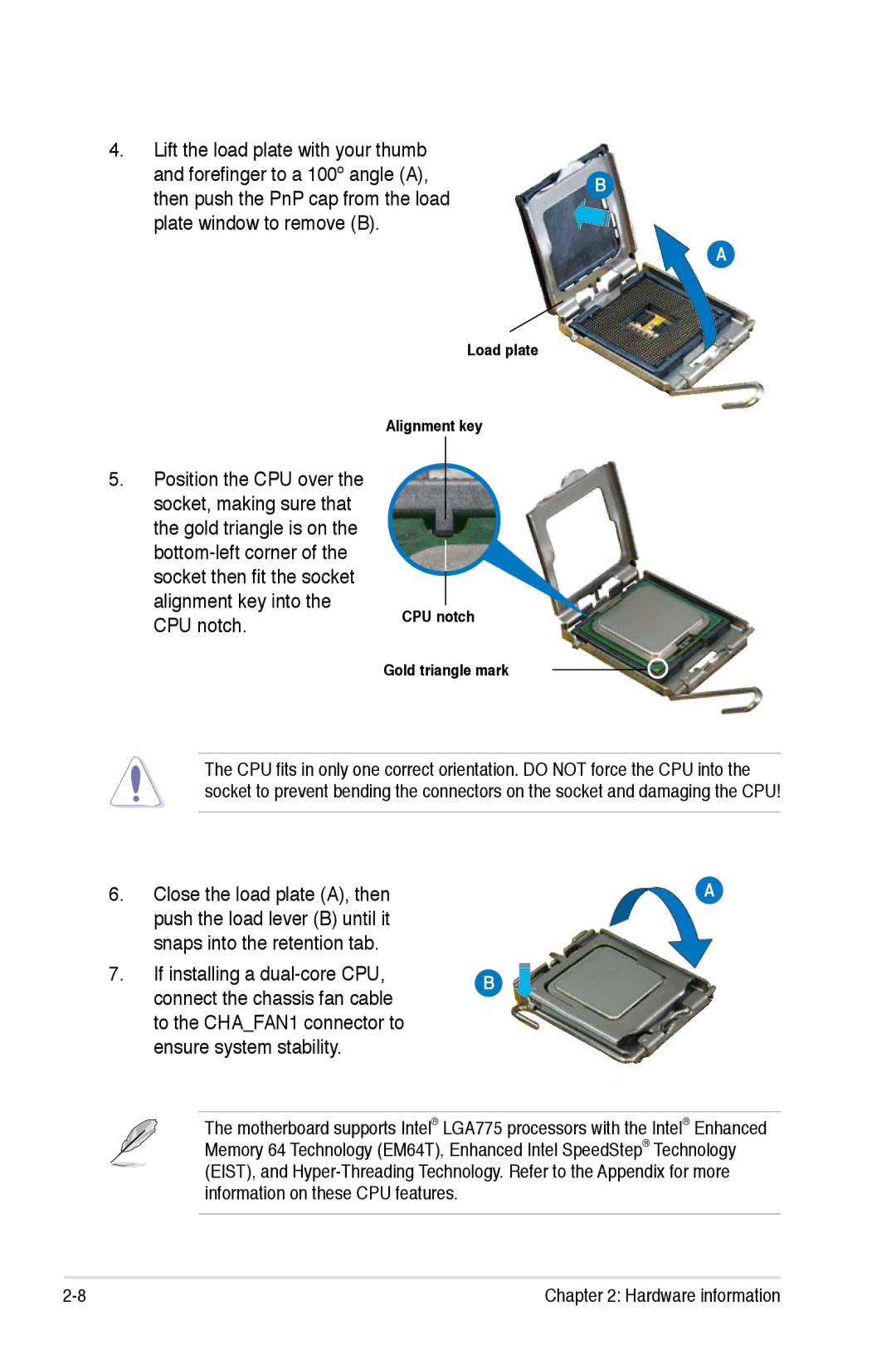 Asus P5K/EPU manual Load plate 