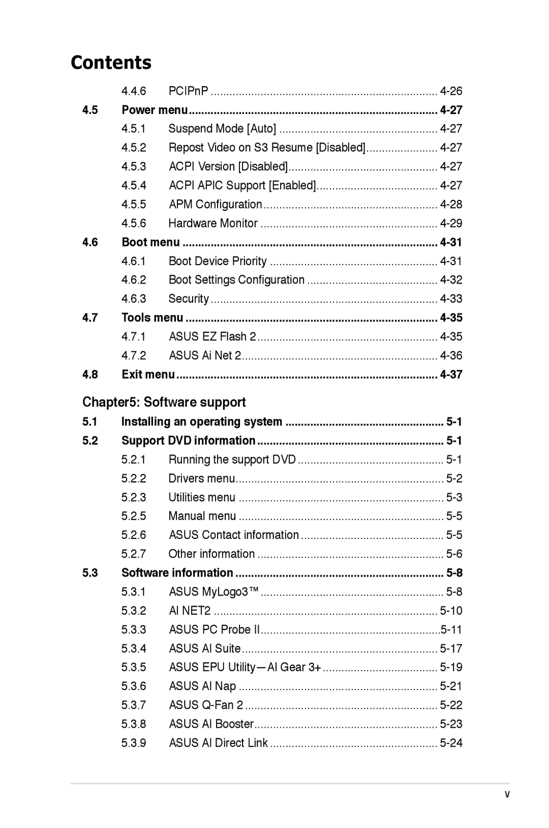 Asus P5K/EPU manual Software support, Asus PC Probe, Asus EPU Utility-AI Gear 3+ 