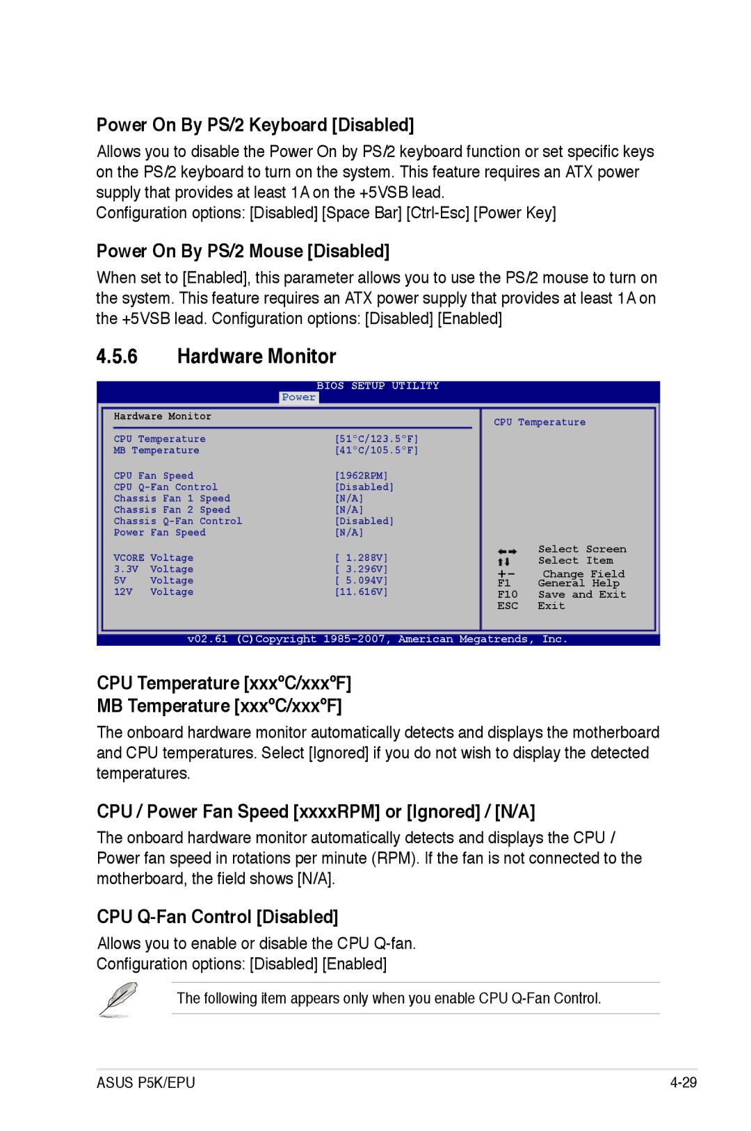 Asus P5K/EPU manual Hardware Monitor 