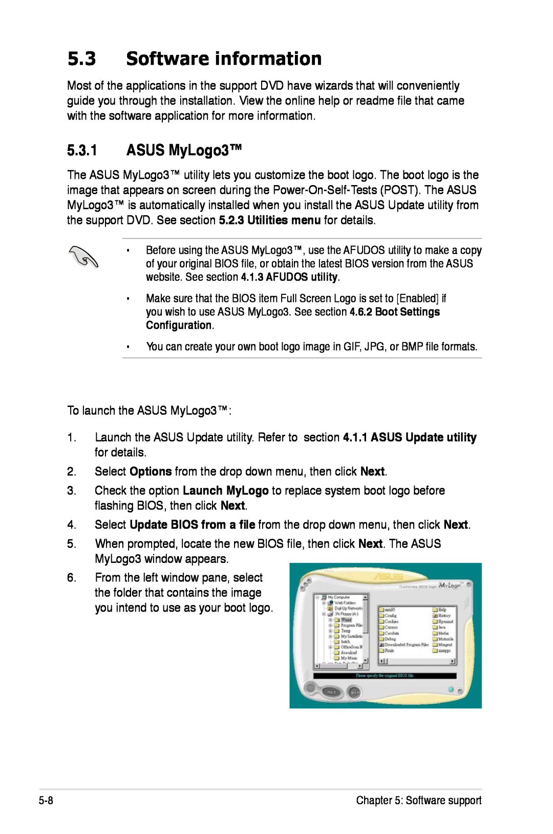 Asus P5K/EPU manual Software information, ASUS MyLogo3 