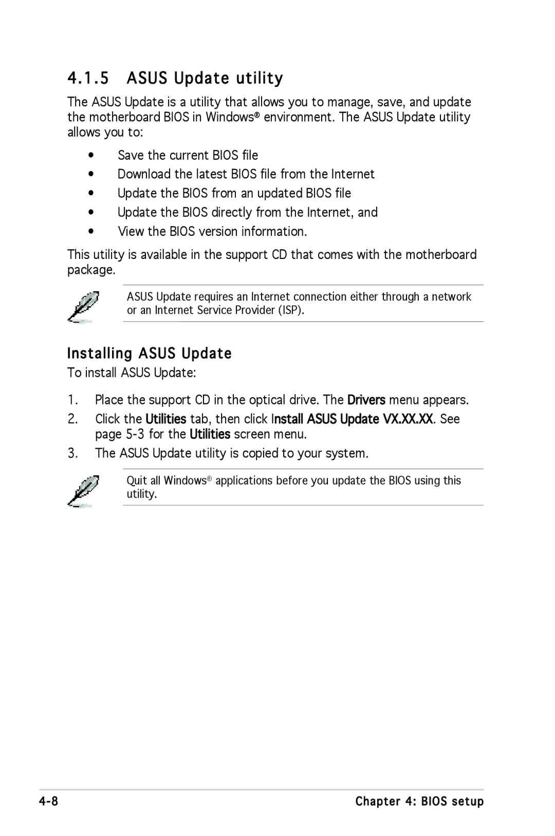 Asus P5L 1394 manual Asus Update utility, Installing Asus Update 