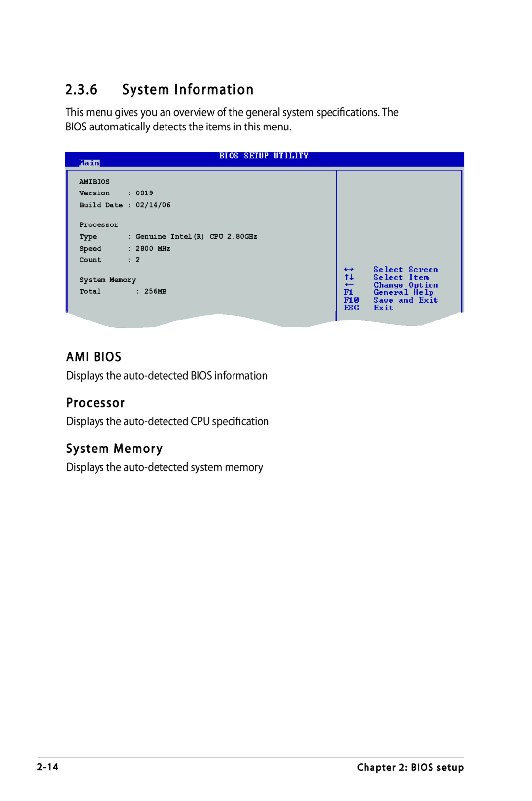 Asus P5LD2-FM, P5LD2-VP, P5LD2-DH manual System Information, Processor, System Memory 