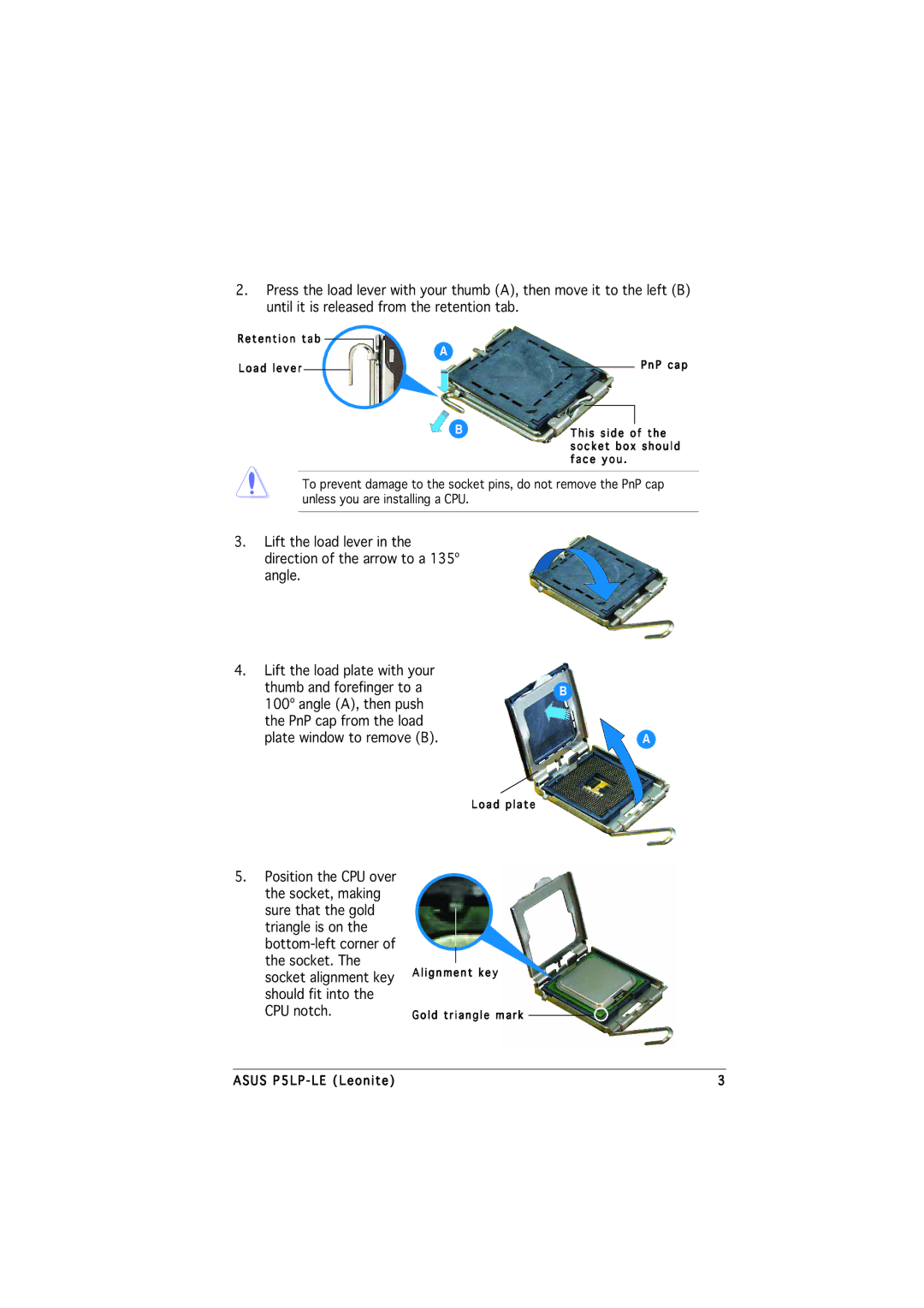 Asus P5LP-LE manual Load plate 