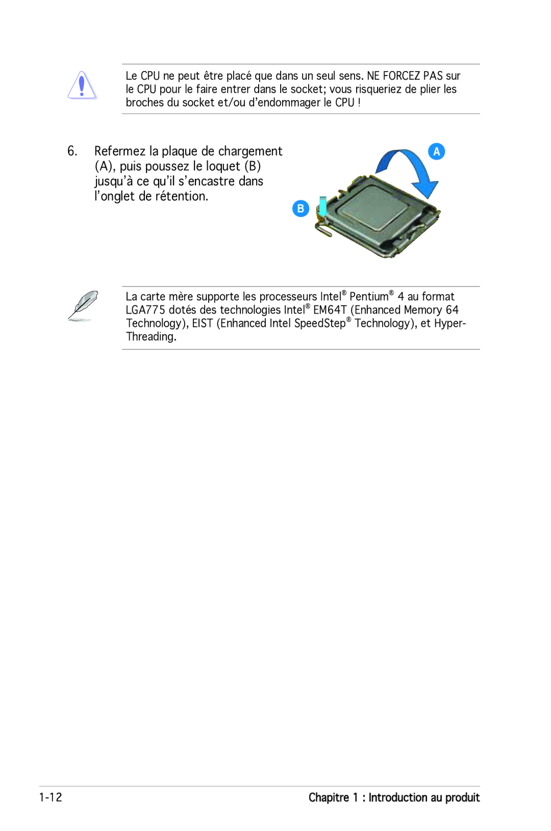 Asus P5N-E SLI manual Chapitre 1 Introduction au produit 